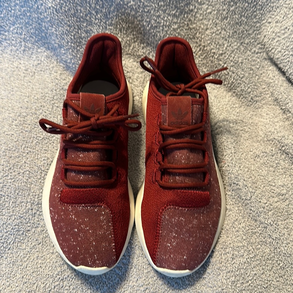 Burgundy Adidas Ortholite Tubular Sneakers